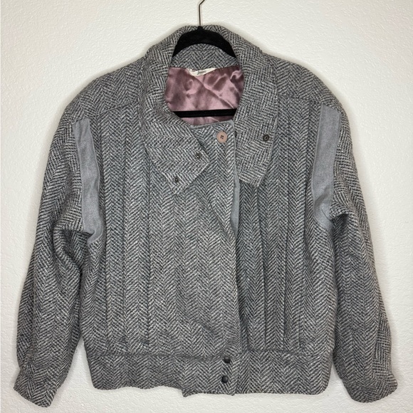 JOCARDI VINTAGE Varsity Tweed Heavyweight Layered Pleated Designer Jacket Coat - Picture 9 of 11